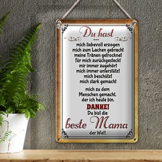 Blechschild Spruch 20x30cm Danke du bis die Beste Mama