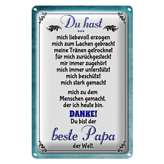 Blechschild Spruch 20x30cm Danke du bis der Beste Papa