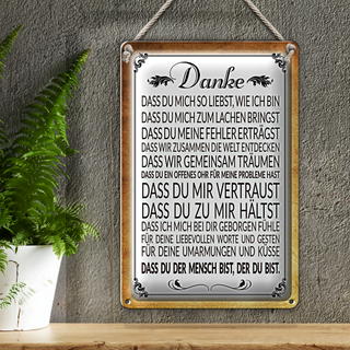 Blechschild Spruch 20x30cm Danke dass du bist der du bist