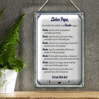 Blechschild Spruch 20x30cm lieber Papa Ich hab dich lieb