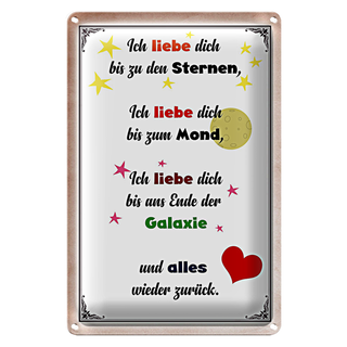 Blechschild Spruch 20x30cm ich iebe dich bis zu den Sternen
