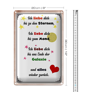 Blechschild Spruch 20x30cm ich iebe dich bis zu den Sternen