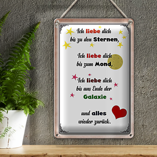 Blechschild Spruch 20x30cm ich iebe dich bis zu den Sternen