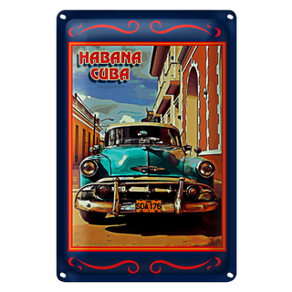 Blechschild Cuba 20x30cm Habana Cuba blaues Auto