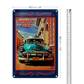 Blechschild Cuba 20x30cm Habana Cuba blaues Auto