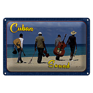 Blechschild Cuba 30x20cm Cuban Sound Band am Strand