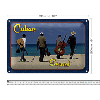 Blechschild Cuba 30x20cm Cuban Sound Band am Strand