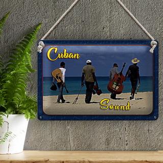 Blechschild Cuba 30x20cm Cuban Sound Band am Strand