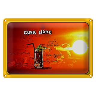 Blechschild Cuba 30x20cm Libre Sonne Cocktail