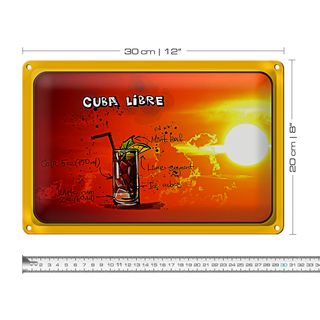 Blechschild Cuba 30x20cm Libre Sonne Cocktail