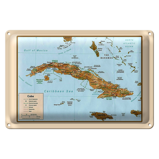Blechschild Cuba 30x20cm Landkarte Cuba