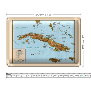 Blechschild Cuba 30x20cm Landkarte Cuba