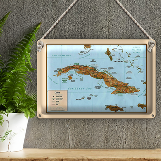 Blechschild Cuba 30x20cm Landkarte Cuba