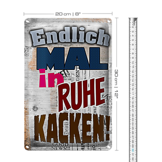 Blechschild Spruch 20x30cm Endlich mal in Ruhe kacken