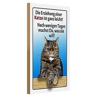 Holzschild Spruch 20x30cm die Erziehung einer Katze leicht