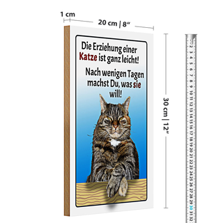 Holzschild Spruch 20x30cm die Erziehung einer Katze leicht