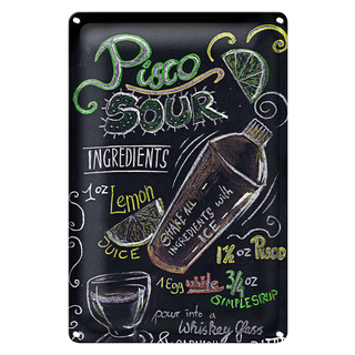 Blechschild Cocktail 20x30cm Rezept Pisco Sour