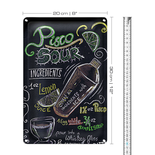 Blechschild Cocktail 20x30cm Rezept Pisco Sour