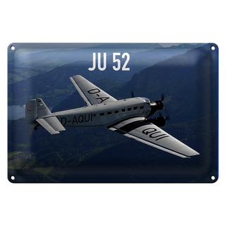 Blechschild Flugzeug 30x20cm JU 52 in der Luft