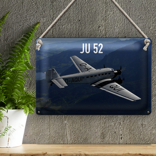 Blechschild Flugzeug 30x20cm JU 52 in der Luft