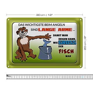 Blechschild Spruch 30x20cm das Wichtigste beim Angeln lange
