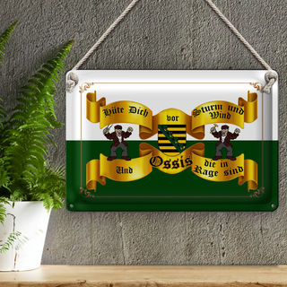 Blechschild Spruch 30x20cm hüte dich vor Ossis die Sachsen Dekoration