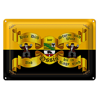 Blechschild Spruch 30x20cm hüte dich vor Sturm Wind Ossis