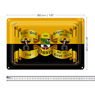 Blechschild Spruch 30x20cm hüte dich vor Sturm Wind Ossis