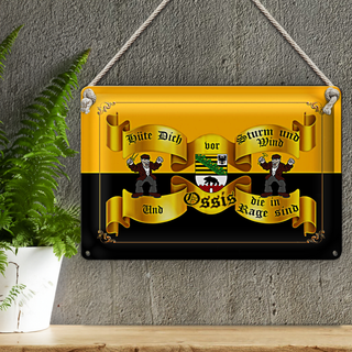 Blechschild Spruch 30x20cm hüte dich vor Sturm Wind Ossis