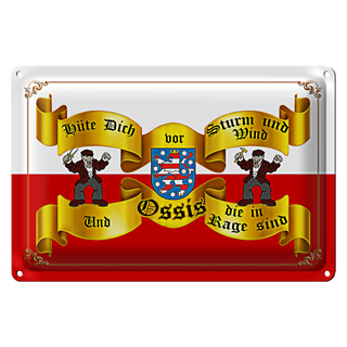 Blechschild Spruch 30x20cm hüte dich Sturm Wind Ossis