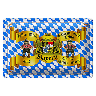 Blechschild Spruch 30x20cm hüte dich vor Sturm Wind Bayern