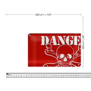 Blechschild Warnschild 30x20cm Danger Minefield Schädel