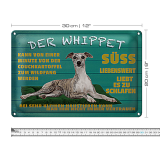 Blechschild Spruch 30x20cm der Whippet Hund süss lebenswert