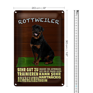 Blechschild Spruch 20x30cm Rottweiler Hund ungern allein
