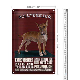 Blechschild Spruch 20x30cm Bullterrier Hund immer bereit
