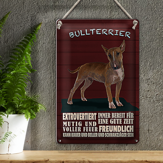 Blechschild Spruch 20x30cm Bullterrier Hund immer bereit