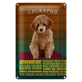 Blechschild Spruch 20x30cm Cockapoo Hund kleiner Clown