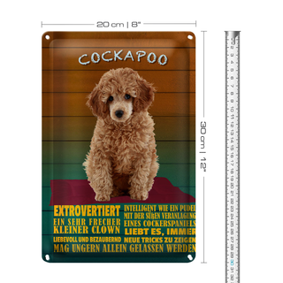 Blechschild Spruch 20x30cm Cockapoo Hund kleiner Clown
