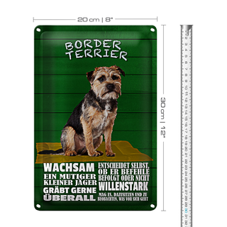 Blechschild Spruch 20x30cm Border Terrier Hund wachsam