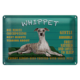 Blechschild Spruch 30x20cm Whippet Hund gentle amiable