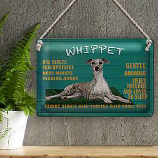 Blechschild Spruch 30x20cm Whippet Hund gentle amiable