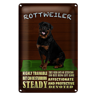 Blechschild Spruch 20x30cm Rottweiler Hund highly trainable