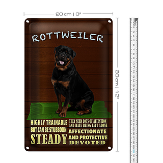Blechschild Spruch 20x30cm Rottweiler Hund highly trainable