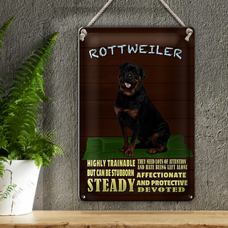 Blechschild Spruch 20x30cm Rottweiler Hund highly trainable