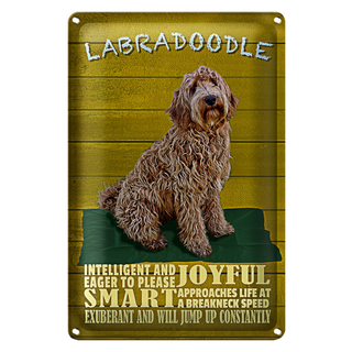 Blechschild Spruch 20x30cm Labradoodle Hund will jump up
