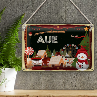 Blechschild Weihnachten Grüße aus AUE 30x20cm