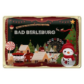 Blechschild Weihnachten Grüße BAD BERLEBURG 30x20cm