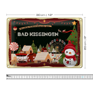 Blechschild Weihnachten Grüße BAD KISSINGEN 30x20cm
