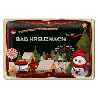 Blechschild Weihnachten Grüße BAD KREUZNACH 30x20cm