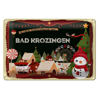 Blechschild Weihnachten Grüße BAD KROZINGEN 30x20cm